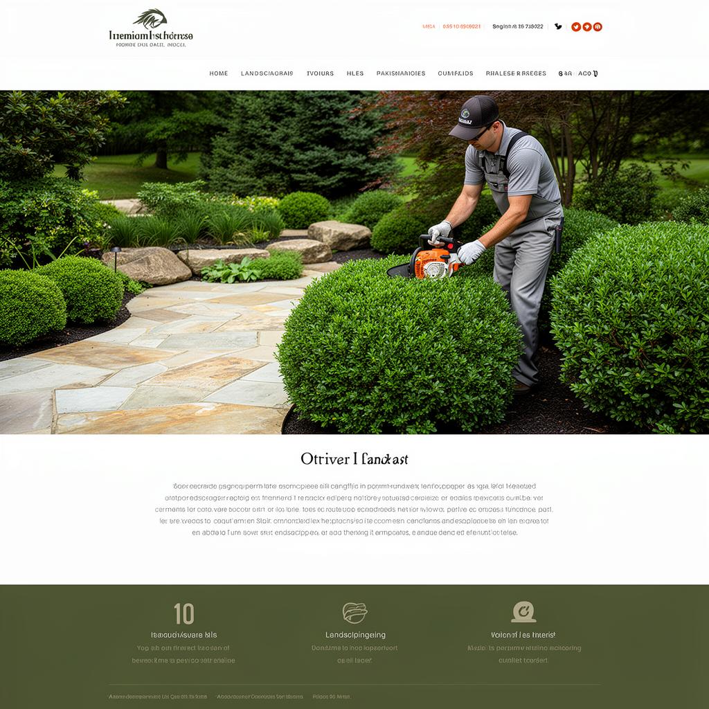 Landscaping professional trimming shrubs on a premium residential property